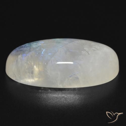 Pietra di luna arcobaleno Bianco bluastro naturale da 17.17 ct, Ovale, Traslucido