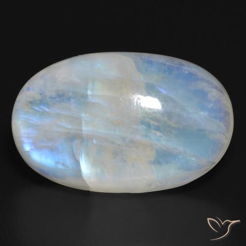 20.64ct Naturale Bianco bluastro Pietra di luna arcobaleno, Ovale, Traslucido
