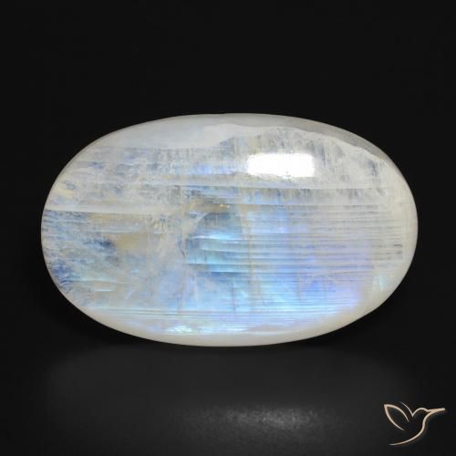 Pietra di luna arcobaleno Bianco bluastro naturale da 27.82 ct, Ovale, Traslucido