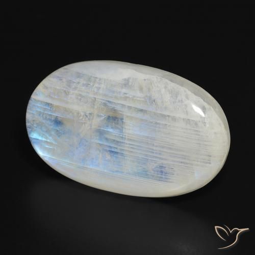 Pietra di luna arcobaleno Bianco bluastro naturale da 27.82 ct, Ovale, Traslucido