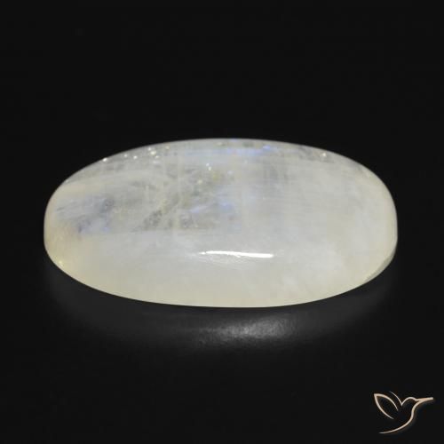 Pietra di luna arcobaleno Bianco bluastro naturale da 27.82 ct, Ovale, Traslucido