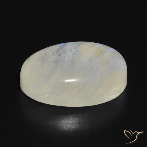 Pietra di luna arcobaleno Bianco bluastro naturale da 14.84 ct, Ovale, Traslucido