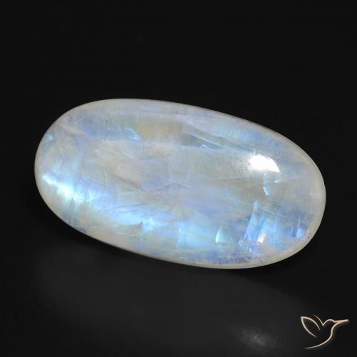 Pietra di luna arcobaleno Bianco bluastro naturale da 22.34 ct, Ovale, Traslucido
