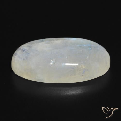 Pietra di luna arcobaleno Bianco bluastro naturale da 22.34 ct, Ovale, Traslucido