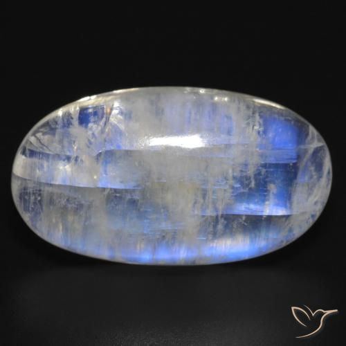 18.15ct Naturale Bianco bluastro Pietra di luna arcobaleno, Ovale, Traslucido