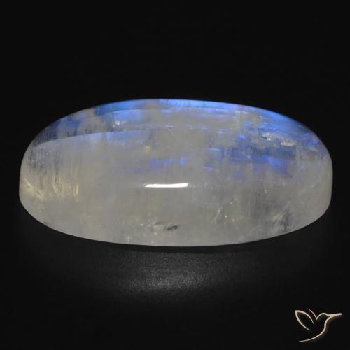 Pietra di luna arcobaleno Bianco bluastro naturale da 18.15 ct, Ovale, Traslucido