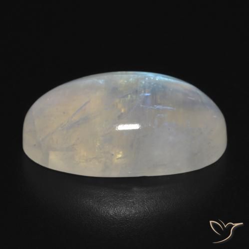 Pietra di luna arcobaleno Bianco bluastro naturale da 12.55 ct, Ovale, Traslucido