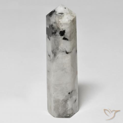 45.68ct Naturale bianco con nero Pietra di luna arcobaleno, Taglio a fantasia, Opaco