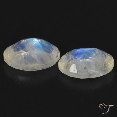 Gemme di Pietra di luna arcobaleno Bianco bluastro naturale da 1.45 ct, Ovale, Trasparente