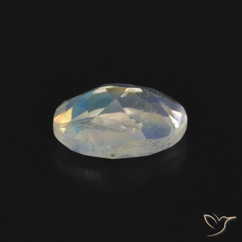 Pietra di luna arcobaleno Bianco bluastro naturale da 0.72 ct, Ovale, Trasparente