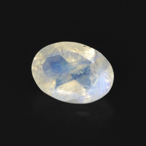 Pietra di luna arcobaleno Bianco bluastro naturale da 0.81 ct, Ovale, Trasparente