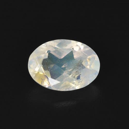 0.76ct Naturale Bianco bluastro Pietra di luna arcobaleno, Ovale, Trasparente