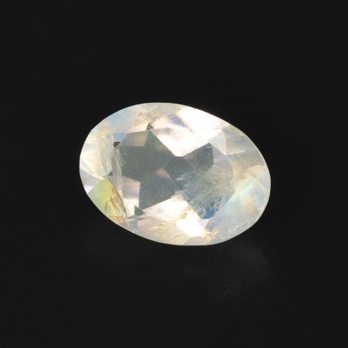 Pietra di luna arcobaleno Bianco bluastro naturale da 0.76 ct, Ovale, Trasparente