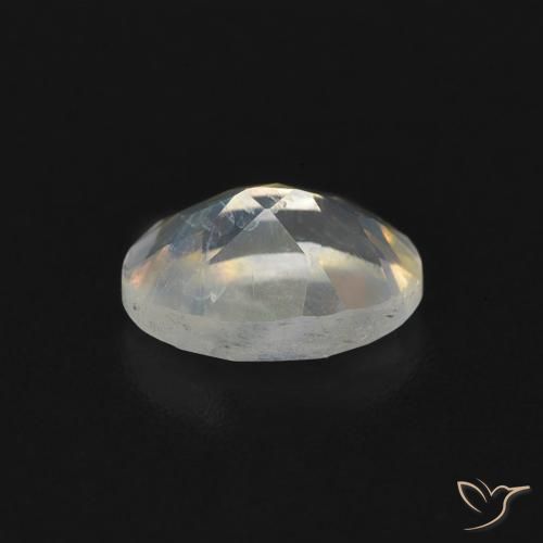 Pietra di luna arcobaleno Bianco bluastro naturale da 0.76 ct, Ovale, Trasparente