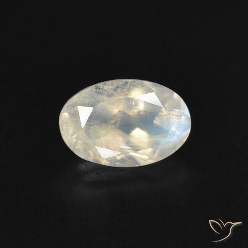 Pietra di luna arcobaleno naturale bianco da 0,54 ct, taglio ovale, trasparente