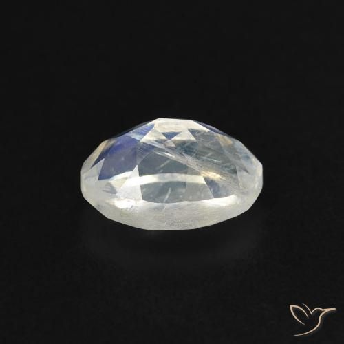 Pietra di luna arcobaleno naturale bianco da 0,54 ct, taglio ovale, trasparente