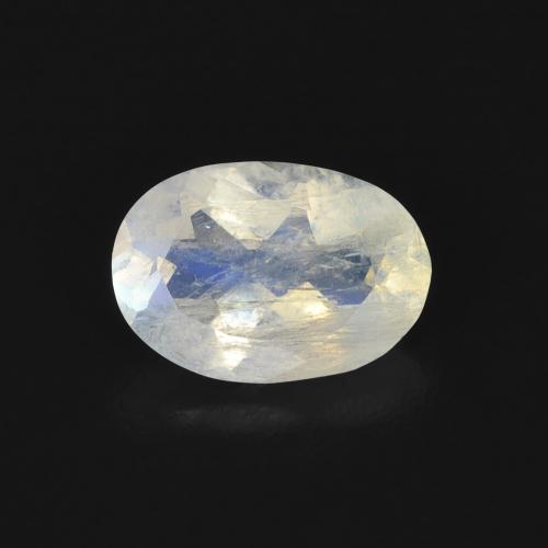 0.68ct Naturale Bianco bluastro Pietra di luna arcobaleno, Ovale, Trasparente