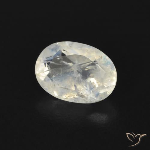 Pietra di luna arcobaleno Bianco bluastro naturale da 0.69 ct, Ovale, Trasparente