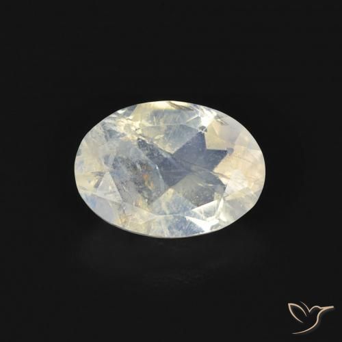 0.74ct Naturale Bianco bluastro Pietra di luna arcobaleno, Ovale, Trasparente