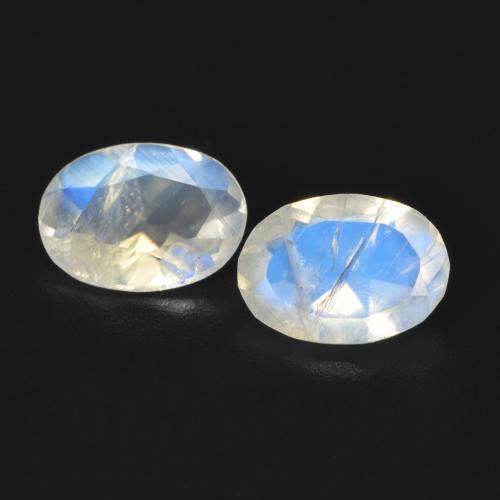 1.11ctw Naturale Bianco bluastro Pietra di luna arcobaleno, Ovale, Trasparente