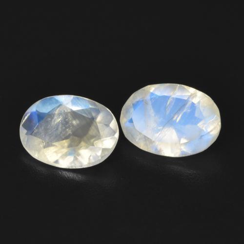Gemme di Pietra di luna arcobaleno Bianco bluastro naturale da 1.11 ct, Ovale, Trasparente