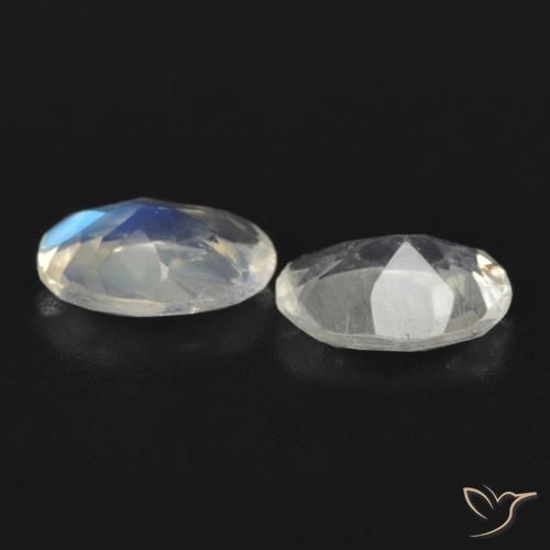Gemme di Pietra di luna arcobaleno Bianco bluastro naturale da 1.23 ct, Ovale, Trasparente