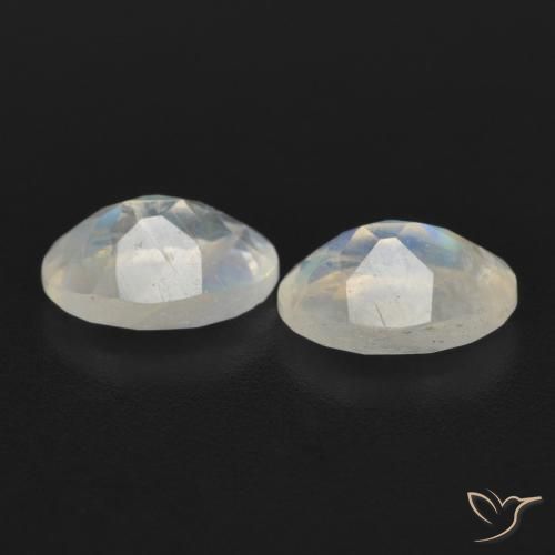 Gemme di Pietra di luna arcobaleno Bianco bluastro naturale da 1.55 ct, Ovale, Trasparente