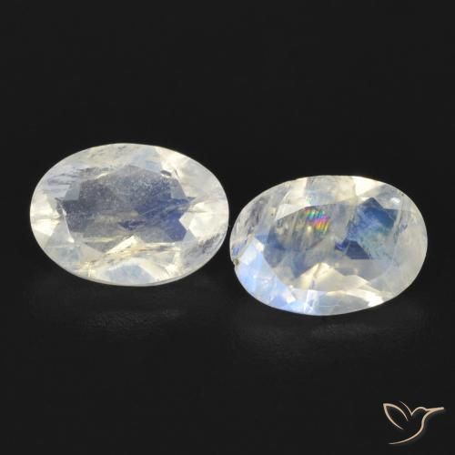 1.39ctw Naturale Bianco bluastro Pietra di luna arcobaleno, Ovale, Trasparente