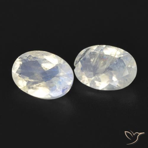 Gemme di Pietra di luna arcobaleno Bianco bluastro naturale da 1.39 ct, Ovale, Trasparente