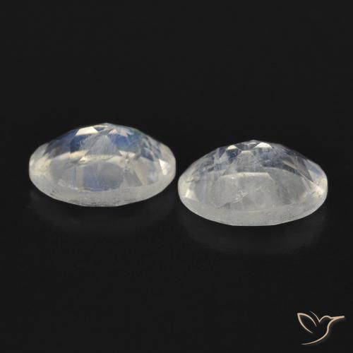 Gemme di Pietra di luna arcobaleno Bianco bluastro naturale da 1.48 ct, Ovale, Trasparente