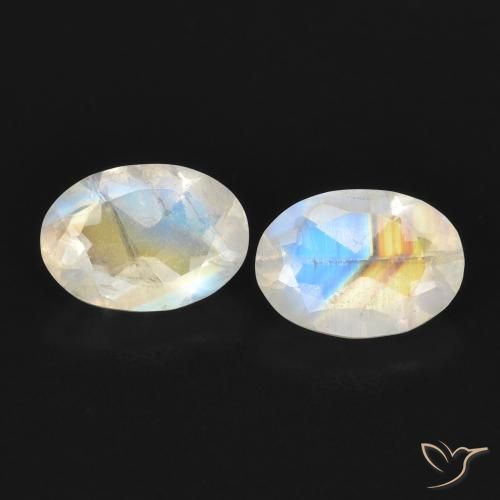 1.49ctw Naturale Bianco bluastro Pietra di luna arcobaleno, Ovale, Trasparente