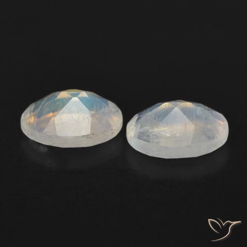 Gemme di Pietra di luna arcobaleno Bianco bluastro naturale da 1.49 ct, Ovale, Trasparente
