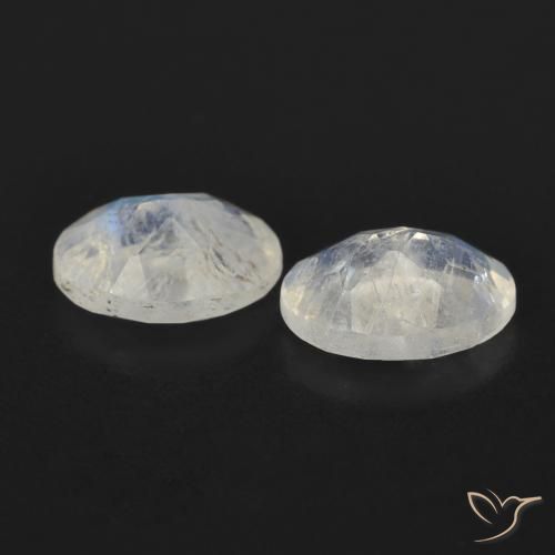Gemme di Pietra di luna arcobaleno Bianco bluastro naturale da 1.53 ct, Ovale, Trasparente