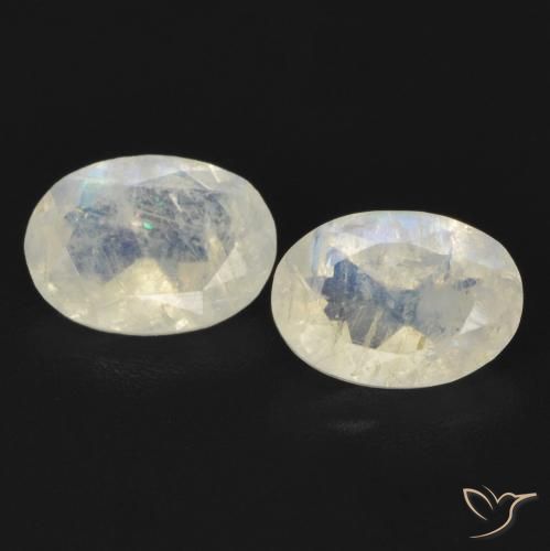 1.29ctw Naturale Bianco bluastro Pietra di luna arcobaleno, Ovale, Trasparente