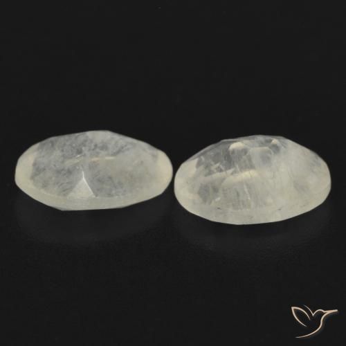 Gemme di Pietra di luna arcobaleno Bianco bluastro naturale da 1.29 ct, Ovale, Trasparente