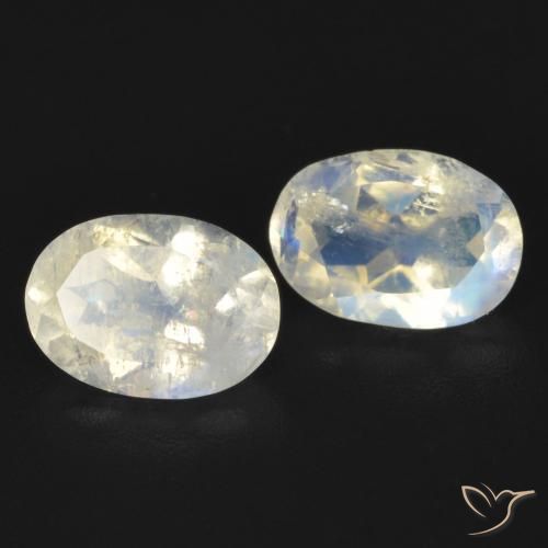1.47ctw Naturale Bianco bluastro Pietra di luna arcobaleno, Ovale, Trasparente