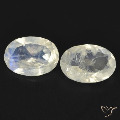 1.24ctw Naturale Bianco bluastro Pietra di luna arcobaleno, Ovale, Trasparente