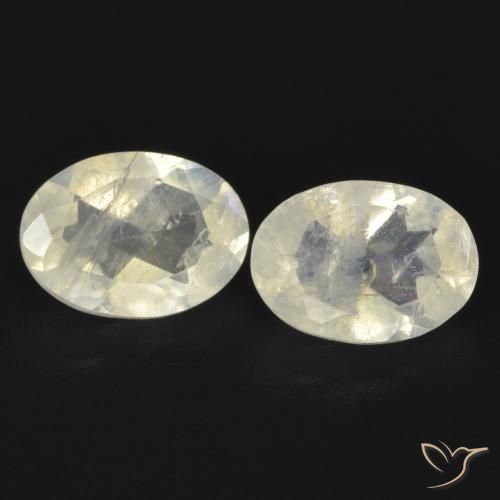 1.48ctw Naturale Bianco bluastro Pietra di luna arcobaleno, Ovale, Trasparente