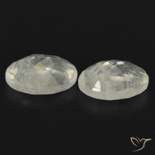 Gemme di Pietra di luna arcobaleno Bianco bluastro naturale da 1.48 ct, Ovale, Trasparente