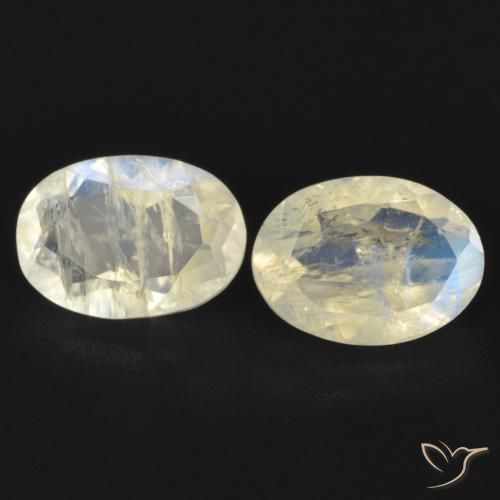 1.52ctw Naturale Bianco bluastro Pietra di luna arcobaleno, Ovale, Trasparente