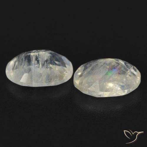 Gemme di Pietra di luna arcobaleno Bianco bluastro naturale da 1.52 ct, Ovale, Trasparente