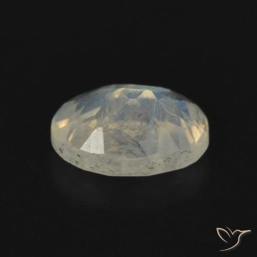 Pietra di luna arcobaleno Bianco bluastro naturale da 0.85 ct, Ovale, Trasparente