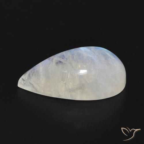 Pietra di luna arcobaleno Bianco bluastro naturale da 9.43 ct, Forma a pera, Traslucido