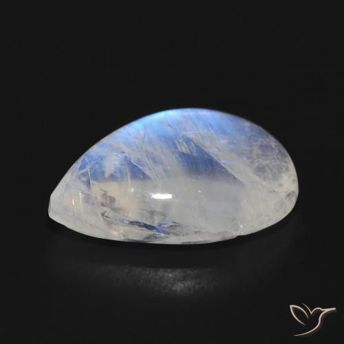 Pietra di luna arcobaleno Bianco bluastro naturale da 7.54 ct, Forma a pera, Traslucido