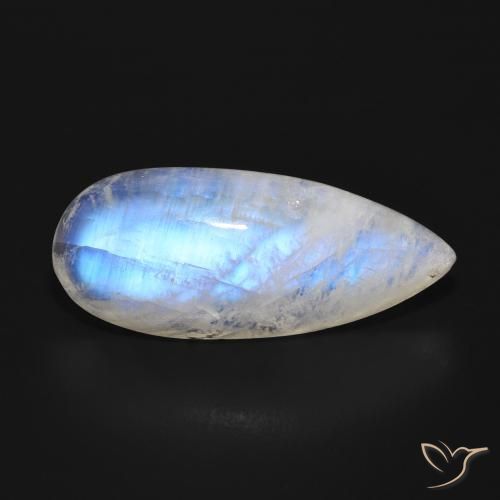 Pietra di luna arcobaleno Bianco bluastro naturale da 15.24 ct, Forma a pera, Traslucido