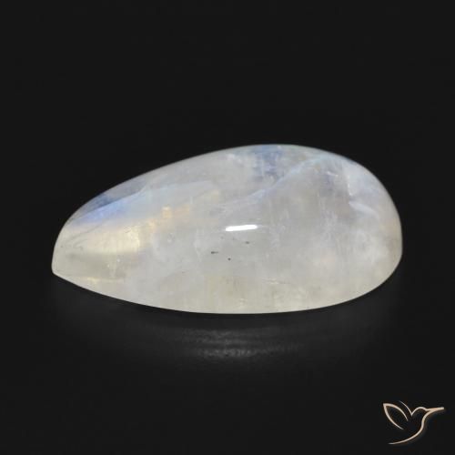 Pietra di luna arcobaleno Bianco bluastro naturale da 11.38 ct, Forma a pera, Traslucido