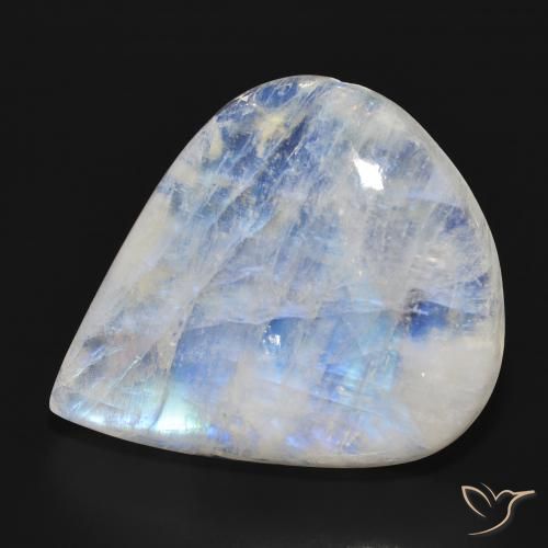 Pietra di luna arcobaleno Bianco bluastro naturale da 28.06 ct, Forma a pera, Traslucido
