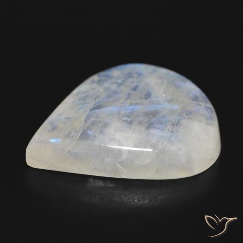 Pietra di luna arcobaleno Bianco bluastro naturale da 28.06 ct, Forma a pera, Traslucido