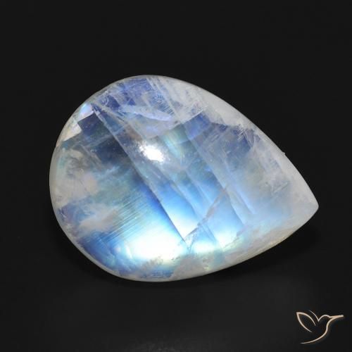 Pietra di luna arcobaleno Bianco bluastro naturale da 13.00 ct, Forma a pera, Traslucido