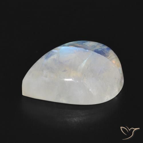 Pietra di luna arcobaleno Bianco bluastro naturale da 13.00 ct, Forma a pera, Traslucido